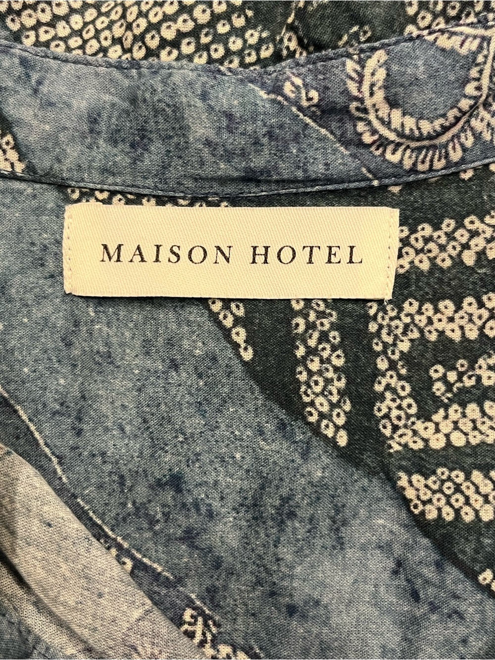 Maison Hotel Ayako Shirt Shikoku Indigo Blue Floral Cotton Voile Blouse Size S - Picture 6 of 14